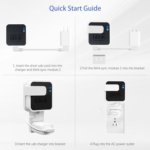 Blink Sync Module 2 Outlet Mount Bracket, Blink Sync Module Bracket Security for Blink Outdoor Camera, Indoor Camera, Doorbell Camera - No Messy Wires, Outlet Wall Mount with Short Cables - 1 Pack