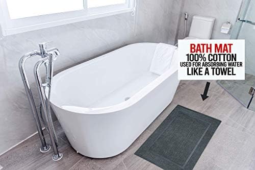 Penguin Home® Set of 2 Terry Bath Mats|100% Ringspun Cotton - Grey||Extremely soft and absorbent Foot Towels|Machine Washable Hotel Bath Mats|Bathroom Shower Floor Towels|86x56cm|