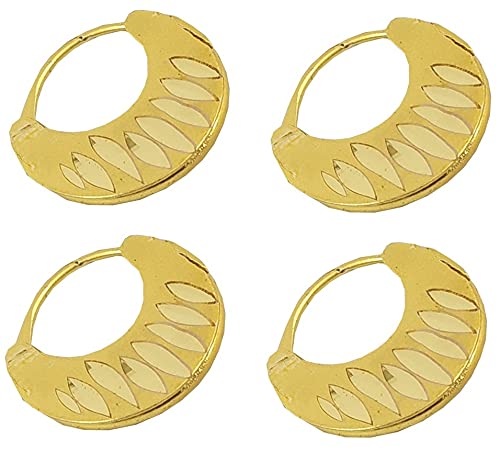 De-Ultimate (2 Pair) Trending Gold Plated Fancy & Stylish Round Shaped Clip On Metal Punk Barbell Press Screw Pierced Nattiyan Earring Hip Hop/Hoop Stud Chandbali/Chand Bali For Men & Womens (B097Q672G2) Amazon Price History, Amazon Price Tracker