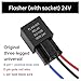 Automotive Flasher Relay, 3-Pin Turn Signal Blinker, 12V 24V, 180W, SG152B Model, Universal Car Motorcycle Indicator Light (with sockrt-24V)