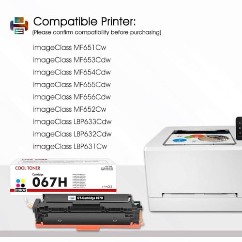 067H 067 Toner Cartridge Set: Kompatible für Canon 067H 067 i-SENSYS MF657Cdw MF655Cdw MF651Cw LBP631Cw LBP632Cdw LBP633Cdw MF656Cdw MF653Cdw MF654Cdw 4 Packs ( Schwarz Cyan Gelb Magenta )