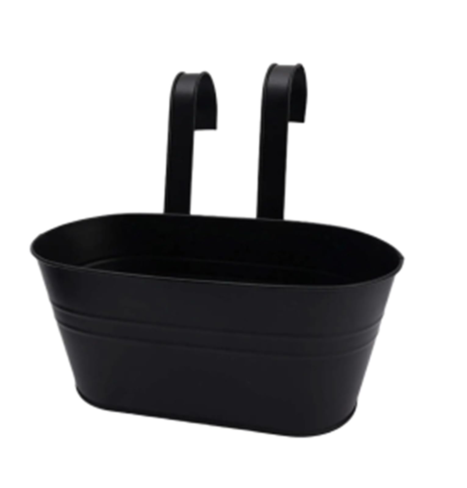 RTBVGHJIK Iron Metal Hanging Flower Pot Balcony Garden Basket Drainage Herbs Plants On Railings Fences for Outdoor Plants(Black Oval)