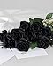 DuHouse 10pcs Fake Black Roses Artificial Silk Flowers Faux Rose Flower Long Stems Bouquet for Arrangement Wedding Centerpiece Party Home Kitchen Decor (Black)