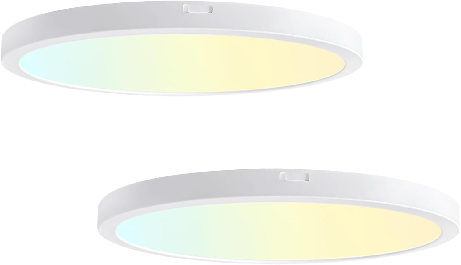 12 in. New-Ultra-Low Profile Edgelit Integrated LED 5CCT Selectable Flush Mount Light Surface Mount Light, White,2Pack