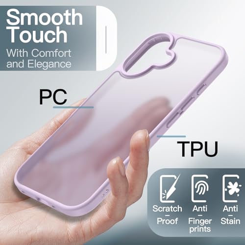 Image of JETech Matte Case for iPhone 17 6.3-Inch, Shockproof Military Grade Drop Protection, Frosted Translucent Back Minimalist Phone Cover, Anti-Fingerprint (Lavender)