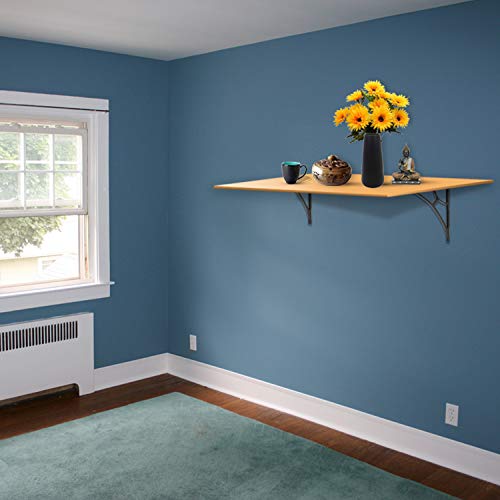 [Set Of 2] Black Shelf Brackets For 6", 8" Shelves - Black Powder Coat Finish - 6.5" X 6.75" - Heavy Duty Iron Shelf Bracket - L Brackets For Wall Shelves - Easy To Install - Hardware Included #TOP4