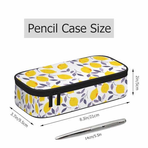 Image of Yellow Lemon Pencil Case Tropical Fruit Leaves Summer Theme Pencil Bag Pouch Box Organizer for College Student School Students Boy Girl