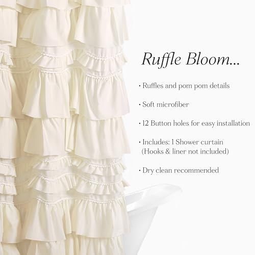 Lush Decor Kemmy Ruffled Shower Curtain, Single, 72" W x 72" L, Ivory - Bathroom Curtain - Fabric Shower Curtains for Bathroom - Coquette Decor by Lush Decor - Image 6