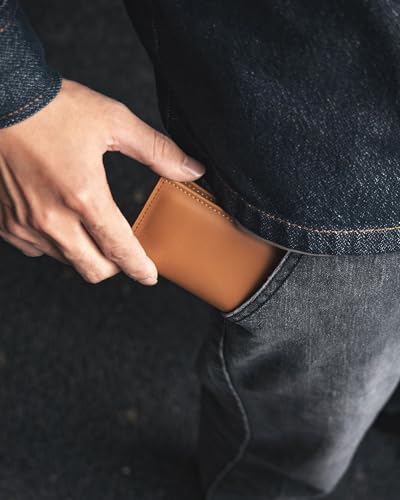 Image of VULKIT Leather Business Card Holder 2 Sided Slim Business Name Card Organizer for Men or Women(Nappa Brown)