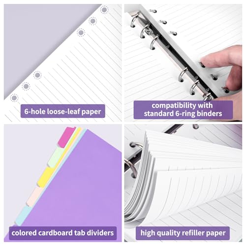 A6 refil de papel para agenda, papel de folha solta de 6 furos, papel para caderno pautado universit