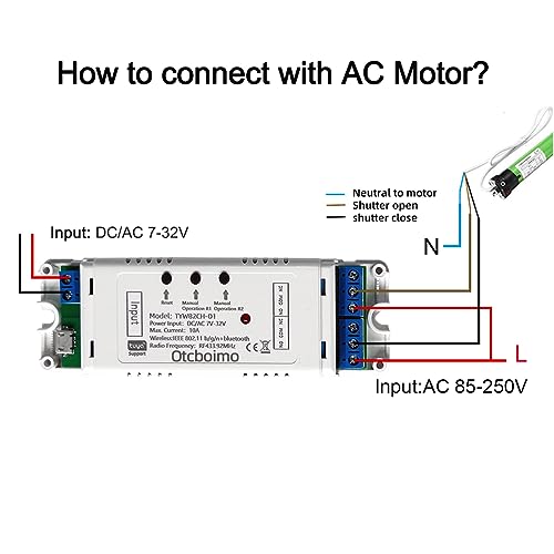 WiFi Electric Linear Actuator Controller, 2 Channel DC12V 24V, Tuya Smart WiFi Relay Switch,Dry Contact Passive Output Switch Compatible with Alexa and Google Home