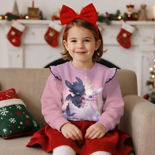 WELLFLYHOM Girls Sweatshirts 1-8T Long Sleeve Kids Shirt Tops Oversized Crewneck Sweater Top Pullover Fall Clothes2