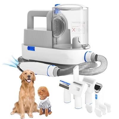 GZI Dog Grooming Vacuum Kits with Multiple Tools - Electric Clipper, Hair Dematting and Shedding, 2.5L Large Capacity Dustbin, 10Kpa Suction, Low Noise - Pet Hair Solution for Dogs and Cats Pet Gifts