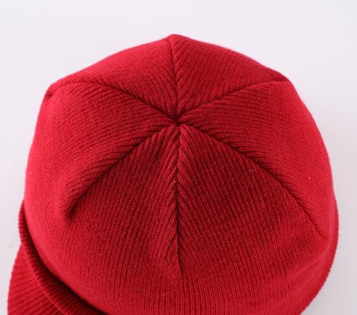 Image of Home Prefer Men's Winter Beanie Hat with Brim Warm Double Knit Cuff Beanie Cap Watch Radar Hat