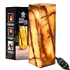 Umaid elegant handcrafted onyx marble table lamp warm amber glow relaxing table lamp for office bedroom living room and bedside includes bulb dimmable cord unique home decor gifts rectangle  urban country home decor