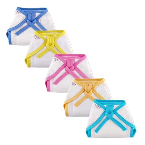 Image of Tie up Nappy For Babies, Reusable, Washable Soft Muslin Cotton Nappy /Langot for New Born Baby | Gentle on Baby Skin | Helps in Potty Training | 1-3 months | Pack of 5 | WCP