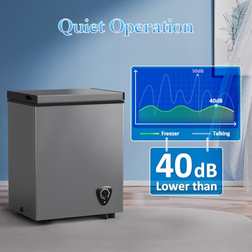 Image of LifePlus Small Chest Freezer - Compact Deep Freezer 7 Adjustable Temperature with Removable Basket, 3.5 Cubic Feet Energy Saving Super Quiet for Garage, Office, Kitchen, or Apartment