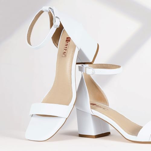 IDIFU IN2 Chunky Block Low Heels Square Open Toe Ankle Strap Short Heeled Sandals Wedding Bride Bridal Ladies Summer Prom Dress Shoes for Women Dressy Comfortable Formal Cute Trendy Small Thick Heels4