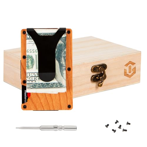 Cherry Wooden Engraved Design Minimalist Wallet for Men with Money Clip-Smart, Slim RFID Blocking Credit Card Holder-Elevate with Handcrafted Wooden Wallet (Lion Head)3