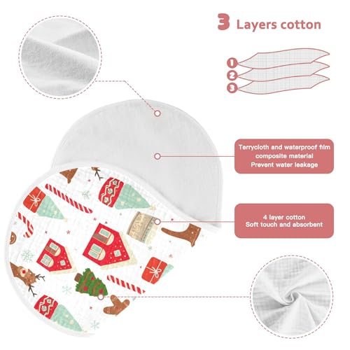 Burbuja Christmas Elements Muslin Baby Burp Cloths, Soft & Absorbent Cotton Burping Rags for Newborn Boys & Girls, 4 Pack3