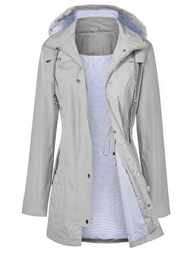 Image of LOMON Raincoat Women Waterproof Long Hooded Trench Coats Lined Windbreaker Travel Jacket S-XXL