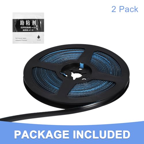 Image of Caulk Tape Sealant Strip - 2 Pack Flexible Trim Self-Adhesive Caulking Tape for Kitchen Bathroom Toilet Wall Corner Floor - PVC Decorative Tape - (0.3-inch x 39-ft Black)