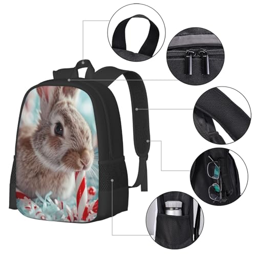 Commuter Unisex Rabbit Candy Striped Backpack Spacious Compartments for Work Essentials Casual Outings & Trips 17 Inch4
