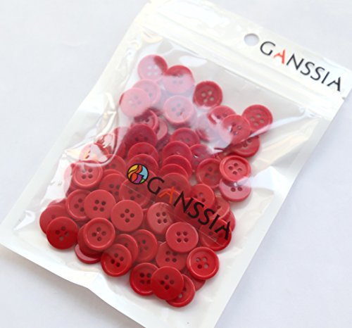 GANSSIA 5/8 Inch (15mm) Red Color Sewing Button Resin Buttons for DIY Craft Pack of 160 PCS