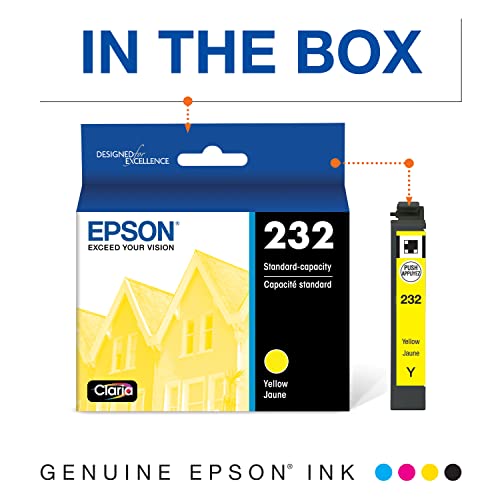 Image of Epson 232 Claria Ink Standard Capacity Yellow Cartridge (T232420-S) Works with Workforce WF-2930,2950 and Expression XP-4200, 4205 (Pack of 2)