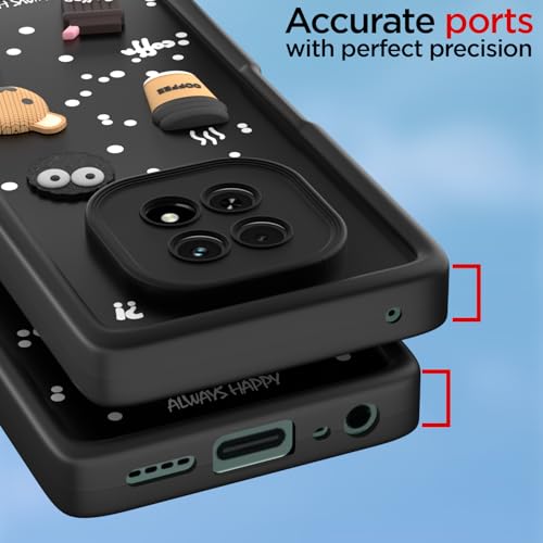 Image of Pikkme Bumper Case for Realme C63 5G | Cute Fun Cartoon 3D Bear Silicone Full Body Protection Back Cover (Black)