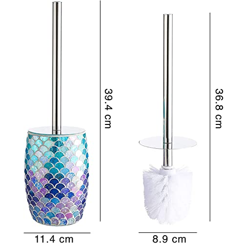 Bathroom Accessories Toilet Brush Set - Blue Toilet Bowl Brush and Holder (Fan Shape) - Image 2
