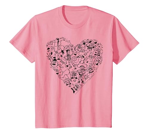 Image of Disney Pixar Toy Story Characters Heart Fill T-Shirt, Youth, Pink, Large