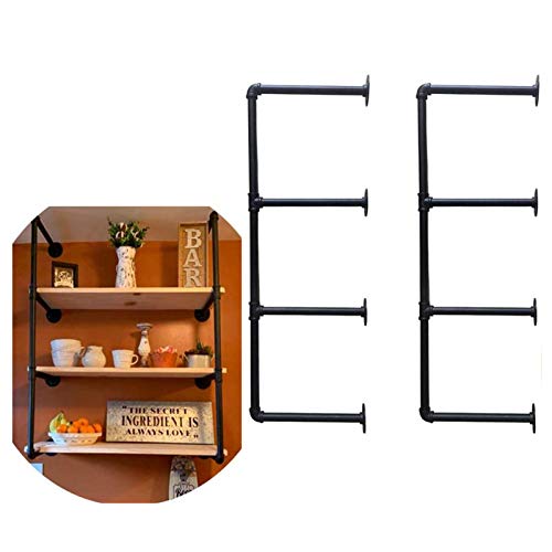 Industrial Retro Wall Mount Iron Pipe Hung Shelf Brackets DIY Open Storage Shelving Bookshelf, Home Kitchen Shelf Bracket, Office Floating Shelves Bookcases Decor,2 Pcs Hardware Only