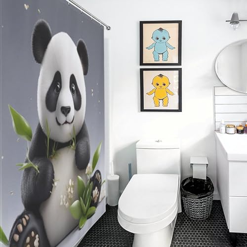 Rideau de douche panda mignon 183x183 cm lavable en polyester pour baignoire - 3
