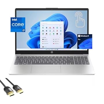 HP 15 laptops, tela sensível ao toque FHD de 15,6 polegadas, i7-1355U de 13ª geração de 10 núcleos (até 5,0 GHz), 16 GB de RAM, PCIe 4.0 de 1 TB, WiFi 6, webcam, teclado, USB-C, BT, HDMI, bateria de