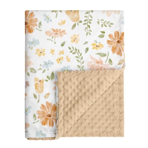 CIVARUA KIDS Baby Blanket for Girls, Soft Cozy Nursery Minky Blanket with Double Layer Dotted Backing for Infant Toddler in Crib Stroller, Cute Floral...