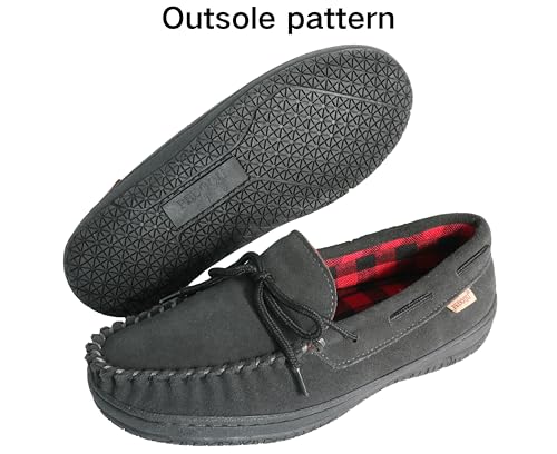 Men's Moccasin Slippers With Tie Cow Suede Memory Foam House Shoes, Indoor And Outdoor Warm Loafer Slipper4