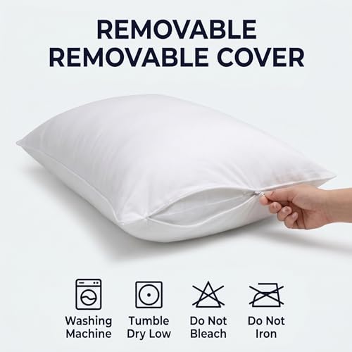 Image of Restify Premium Microfiber Pillows Set of 2 | Soft Adjustable Pillow for Sleeping | Breathable, Hypoallergenic Pillow for Side, Back & Stomach Sleepers (White)