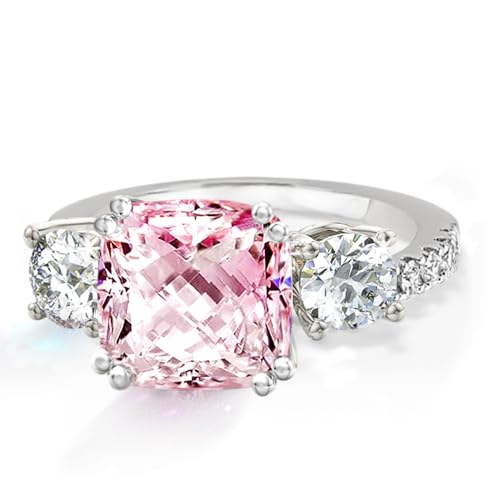 Samie Collection 3.67 ctw 3 Stone Cushion Cut CZ Engagement Ring, Gold Plated – Royal Wedding Inspired Bridal Promise Ring, Size 5-10