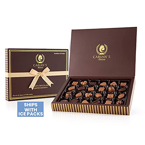 Bistro Chocolatier Caja de regalo surtida de trufas de chocolate con cinta dorada, regalo de chocolate premium e ideal para amantes del chocolate, colecci�n navide�a, 24 unidades