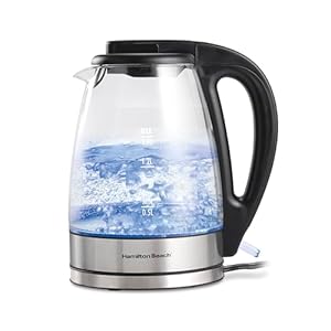 Hamilton Beach 17L Electric Kettle Water Boiler Heater LED Indicator Built In Mesh Filter Auto Shutoff Boil Dry Protection Cordless Serving Clear Glass 40864