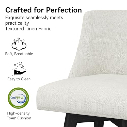 Counter-Height-Bar-Stools-26-H-Seat-Height-Swivel-Barstools-Set-of-2-Fabric-Upholstered-Modern-Counter-Stools-with-Back-for-Kitchen-Island-Solid-Wood-Legs-Fabric-in-Ivory Counter Height Bar Stools 26 H Seat Height Swivel Barstools Set of 2 Fabric Upholstered Modern Counter Stools with Back for Kitchen Island Solid Wood Legs Fabric in Ivory