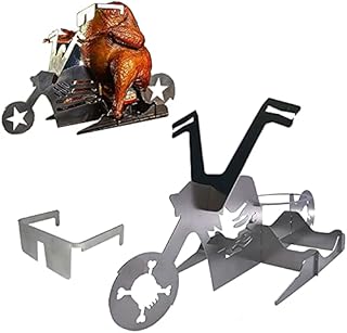 Yizemay Chicken Roaster Rack, Beer Can Chicken Holder for Grill Motorcycle Beer Can Chicken Roaster Beer Chicken Stand with Glasses for Outdoor BBQ and Oven