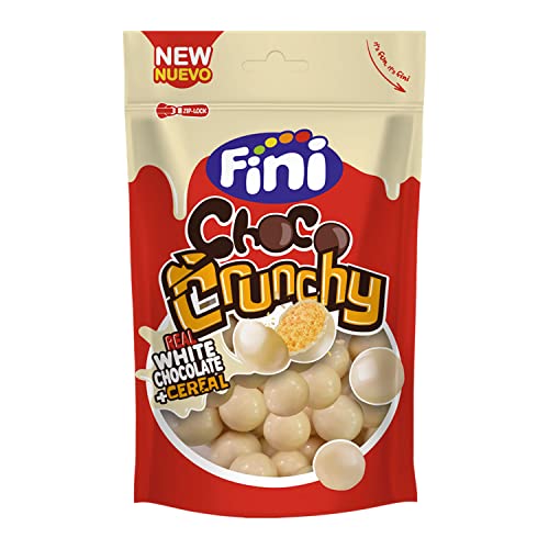 Fini Chococrunchy Bolas de Maíz Crujientes Recubiertas de Chocolate Blanco, 115g