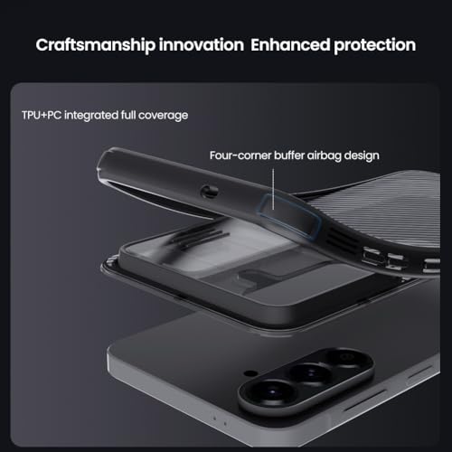 Image of Nilkin Classic Series Compatible Samsung A57 Case with Camera Cover, [Camera Lens Protector] [Scratch-Resistant] [360 Full Protection] Shockproof Slim Phone Case (Transparent Black, A57)
