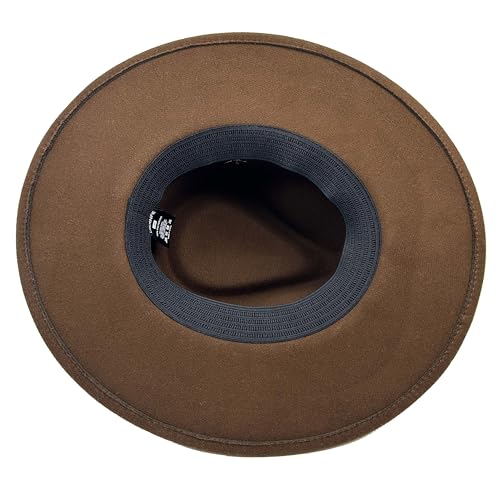 Image of Classic Wide Brim Fedora Hat for Women Man Floppy Panama Hat Western Felt Outdoor Hat with Band Sun Protection