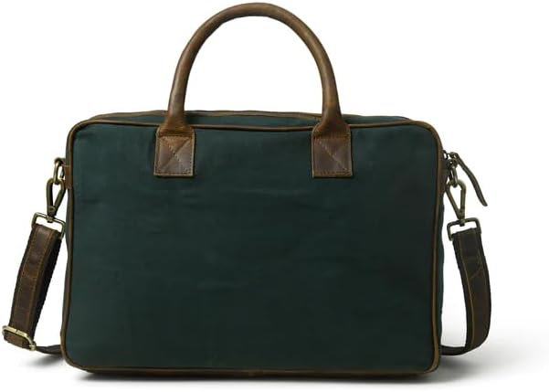 Air Boss Canvas Unisex Laptop Briefcase (16 Inch) - Green | Leather Touch Border | Adjustable Shoulder Strap With Padded Laptop Section | Perfect For Travel, Office, Business Use Laptop Bag
