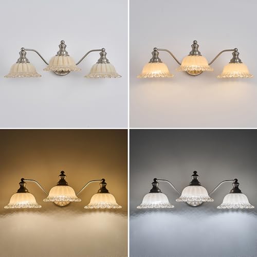 Image of XIEDUN Brushed Nickel Bathroom Vanity Light White 3 Light