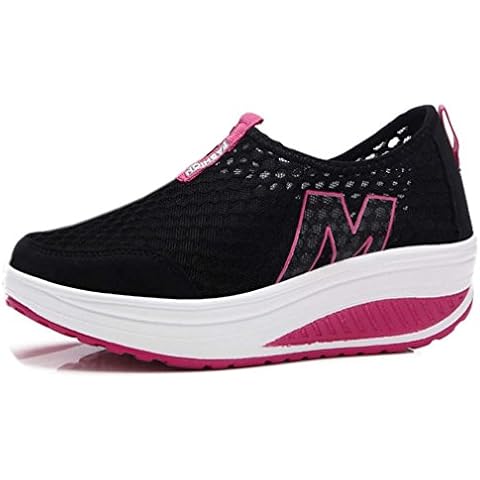Solshine Women's Mesh Platform Wedge Heel Slip On Sneakers Fitness Sports Running Shoes Trainers Cover