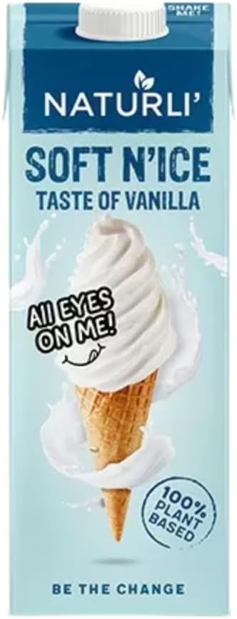 Naturli  Soft N Ice Vanilla Gelato Base Mix   1L | Vegan Ice Cream Premix | Creamy Plant-Based Vanilla Gelato | For Home & Professional Ice Cream Makers